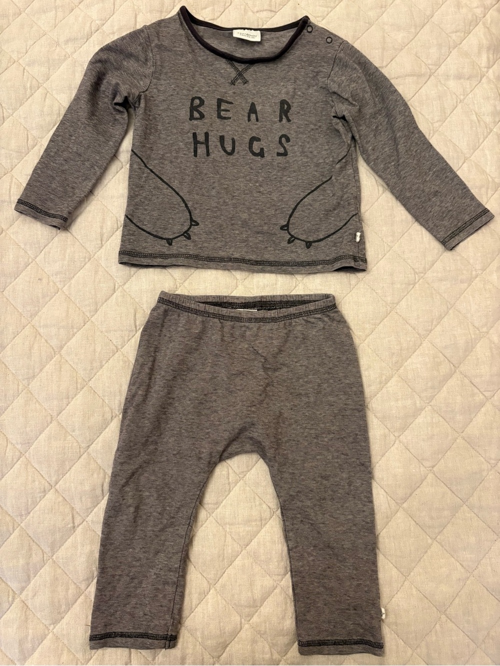 Bear Hugs Gray Long-Sleeve Kids Pajama Set